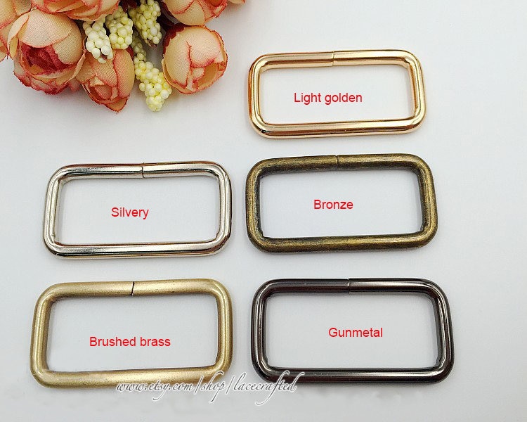 10 Stück 2 Zoll/5cm Silbrig Gebürstetem Messing Leicht Golden Riemen Rechteck Ringe Gürtelschlaufe von lacecrafted