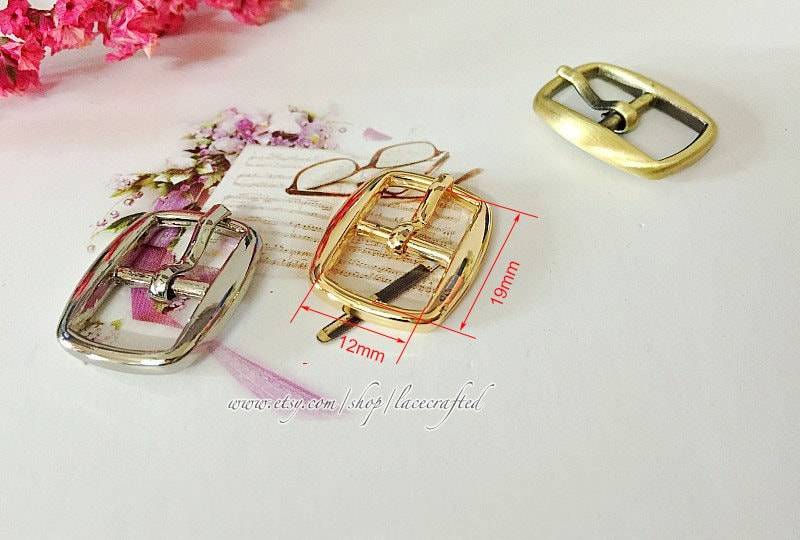 10Er 1.2cm/0.47 Zoll Silbrig Golden Gebürstet Messingschnallen Pin Einstellbar Gürtelschnalle Gurtband Schnalle von lacecrafted