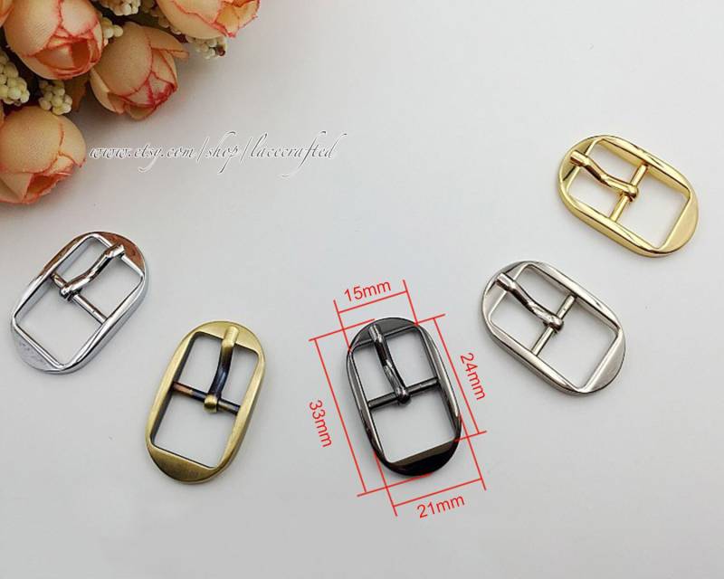 10Pcs 1.5cm Silvery Light Golden Brushed Messinggurt-Schnalle Nuckle Pin Schnalle Verstellbare Gürtel Taille Bag Making von lacecrafted