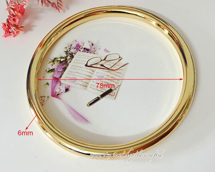 2 Stück 7, 8 cm Innendurchmesser Aufgeteilt Nahtlose Goldene Große Runde Ring O-Ring-Metallringe Rundsteckverbinder Schleife von lacecrafted