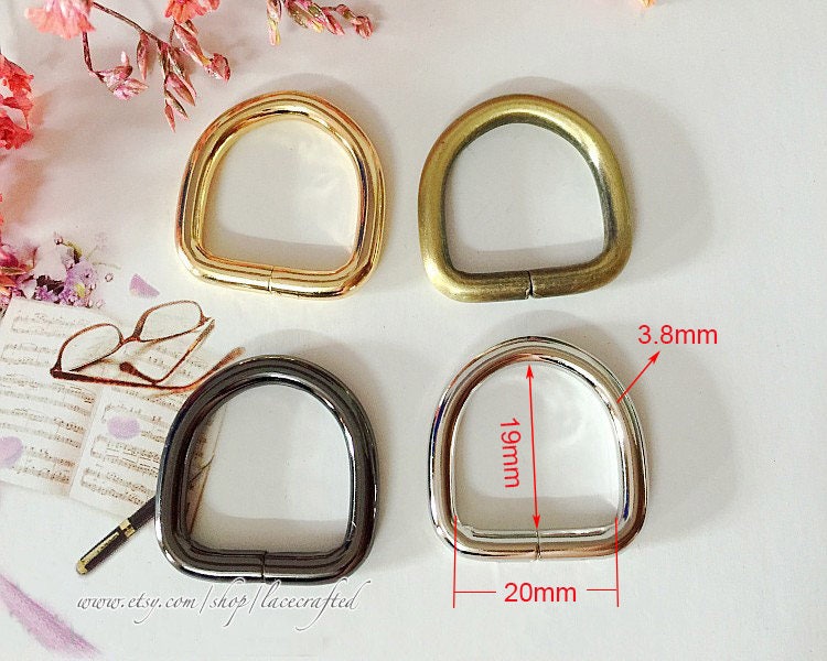 20 Stück 2, 0 cm | 0, 78 Inch(Innendurchmesser Splitter Gebürstetes Messing Gunmetal Hell Golden Tasche Geldbörse D-Ringe Schnallen von lacecrafted