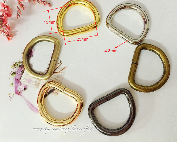 20 Stück 2, 5 cm Innendurchmesser Bronze Splitter Gebürstetes Messing Rotguss Leicht Golden Tasche Geldbörse D-Ringe Schnallen von lacecrafted