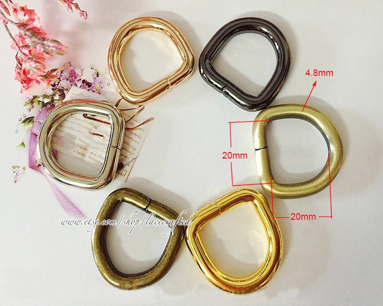20 Stück 2.0cm/0.78 Zoll | Innendurchmesser Bronze Gebürstet Splitter Messing Rotguss Licht Golden Kleine Tasche Geldbörse D-Ringe Schnallen von lacecrafted