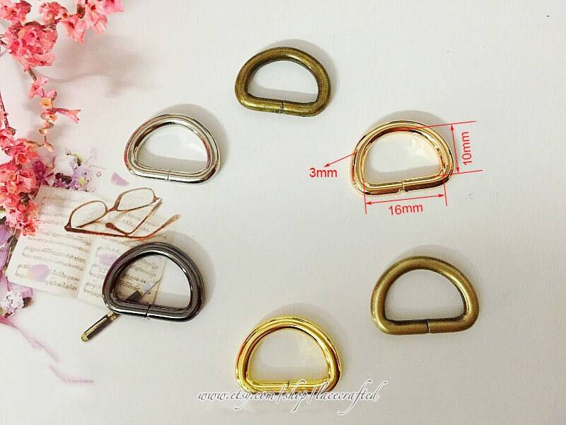30 Stück 1.6cm/0.62 Zoll | Innendurchmesser Bronze Splitter Gebürstetem Messing Gunmetal Licht Golden Kleine Geldbeutel D-Ringe Schnallen von lacecrafted