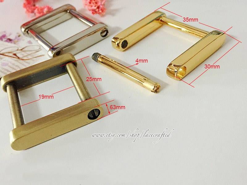 5 Stück 2, 5 cm/1 Zoll Silbrig Golden Gebürstetem Messing Schraube Abnehmbare Schnalle Rechteck Haken Ringe Loop von lacecrafted