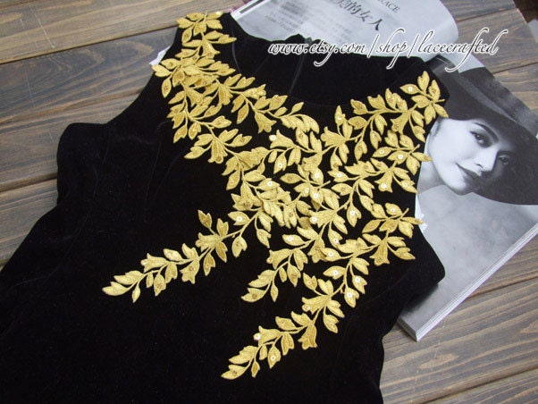 Blattgold Applikation Flicken Trim Scrapbooking Kleidung Braut Geschenk Card Making-Eisen Auf von lacecrafted