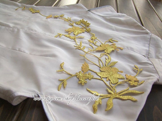 Gold Silbrig Blau Rot Weiß Schwarz Blatt Blume Reben Applikation Patch Trim - Eisen Auf von lacecrafted