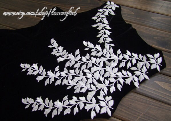 Weiß Rot Hellblau Blatt Applikation Stickerei Patch Trim Kleidung Braut Hochzeit Kleid - Eisen Auf Applikationen von lacecrafted