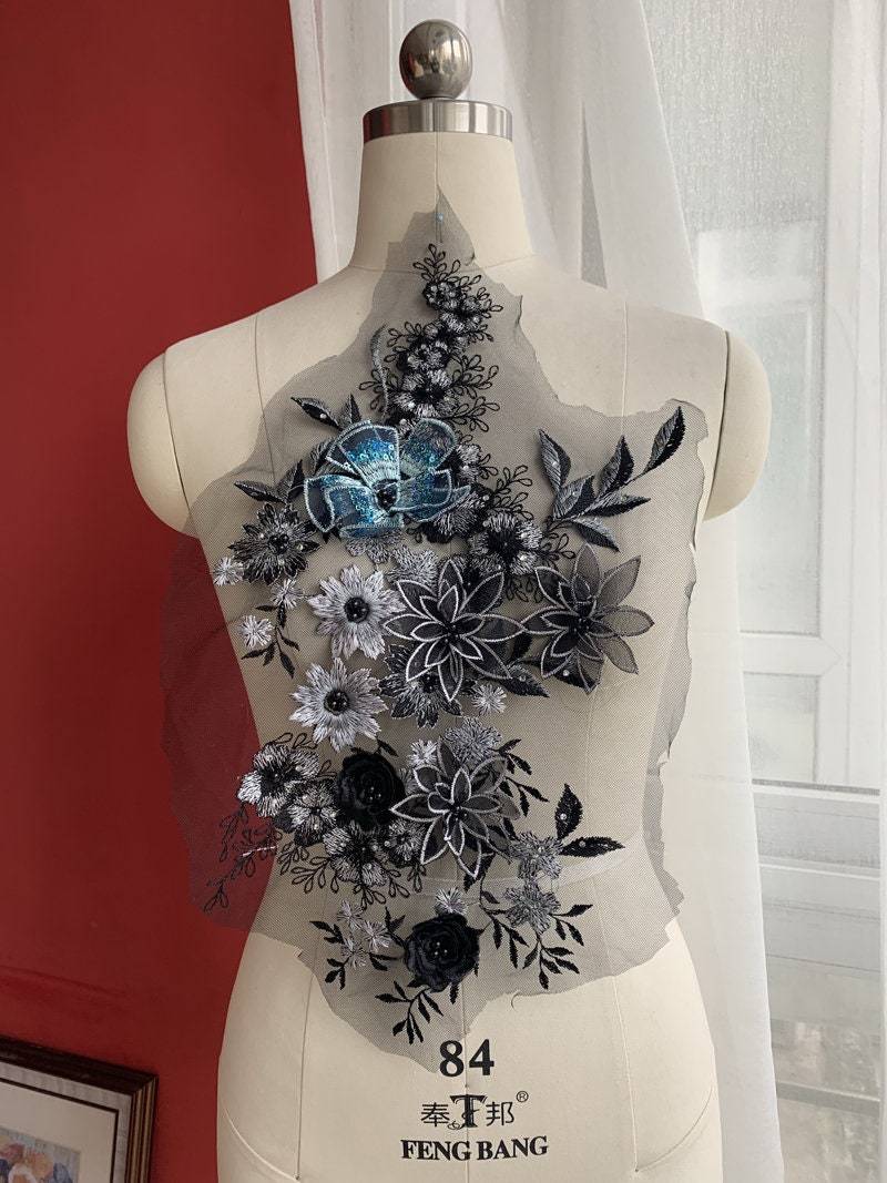 1 Stück Perlen 3D Blumen-Spitze Applikation, Mix-Color Hochzeit Mieder Brautschleier Zubehör Hohe Qualität von lacejamila