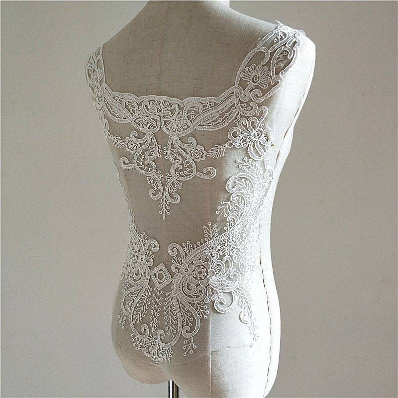Europa Vintage Alencon Spitzen Applikation, Große Braut Elegante Rücken Hochzeit Applikation Verkauf Von 1 Stück von lacejamila