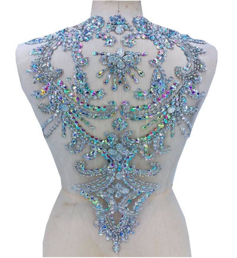 Strass Mieder Applikation - Spitze Schwere Perlen Nähen Auf Kristalle Patches Trim 1 Stück von lacejamila