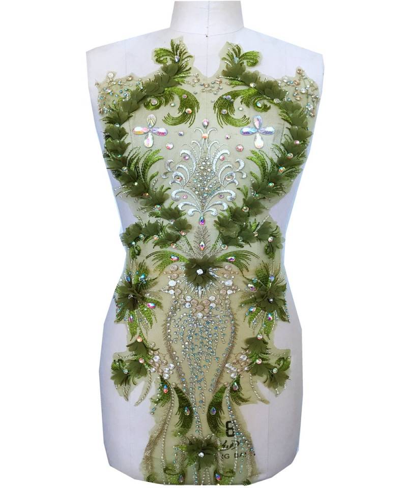 Wunderschöne Perlen Strass Große 3D Blume Stickerei Applikation Patches Nähen Auf Motiv Spitze Stoff Kostüm Dekor von lacejamila