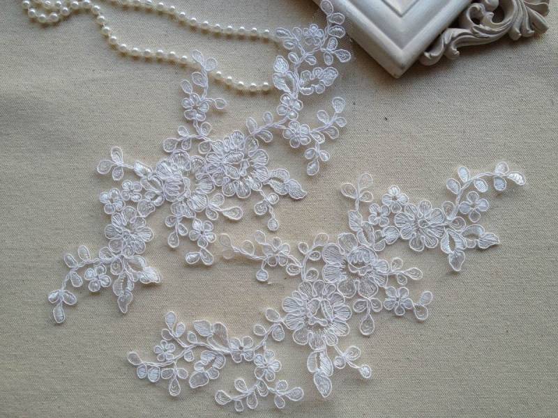 Braut Applikation - Elfenbein Alencon Spitzen Hochzeit Brautkleid Kostüm Nähen 1 Paar Braut Applikation - Elfenbein Alencon Spitzen Hochzeit Brautkleid Kostüm Nähen 1 Paar von lacelindsay