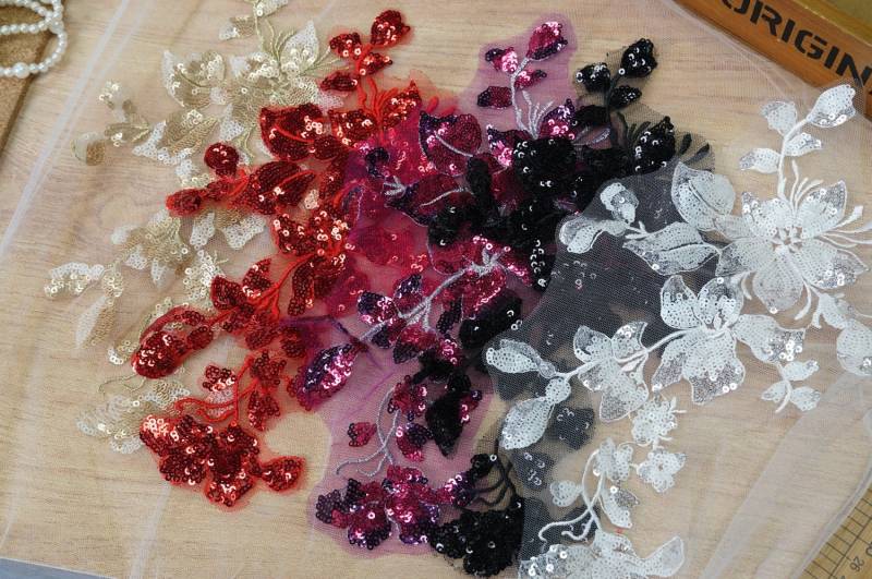 Exquisite Stickerei Spitze Applikation Pailletten, Braut Kopfschmuck Hochzeitskleid Mieder Tanzkleid Patch Trimmen Exquisite Stickerei Spitze Applikation Pailletten, Braut Kopfschmuck Hochzeitskleid Mieder Tanzkleid Patch Trimmen von lacelindsay