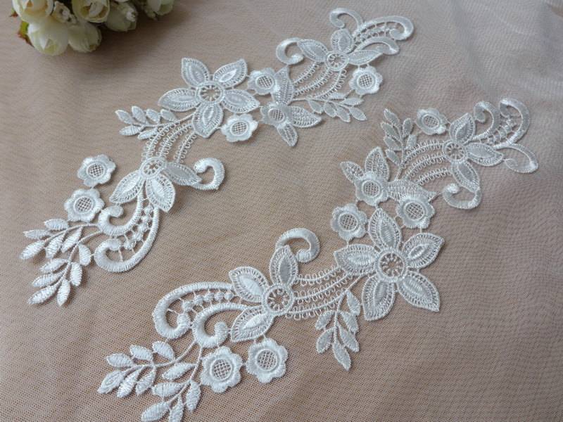 Off White Braut Applikation Venedig Spitze Applikationen Paar Für Hochzeit Accessoire, Kleidung Oder Schmuck Design von lacelindsay