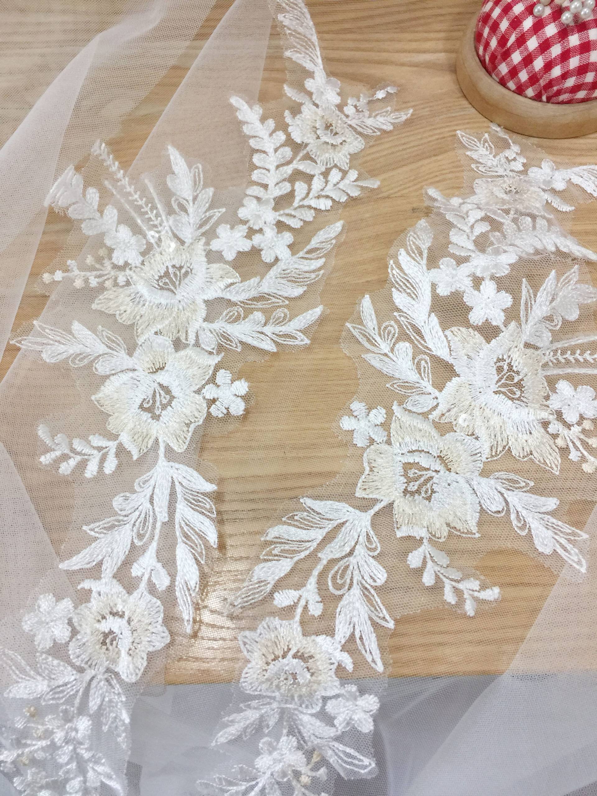 Empfindliche Vogel-Mesh-stickerei-Spitze-Applikation Mit Champagner Faden Klare Pailletten Für Schleier Braut Accessoires Couture Ballett-Tanz Empfindliche Vogel-Mesh-stickerei-Spitze-Applikation Mit Champagner Faden Klare Pailletten Für Schleier Braut Accessoires Couture Ballett-Tanz von lacetime