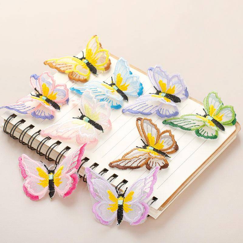10 Stück 5, 5 X 4 cm Breit 9 Farben Schmetterling Netz Gestickt Handmade Dekoration Material Tasche Hut Kleidungsstücke Spitze Applikationen von lacetrimwholesalers