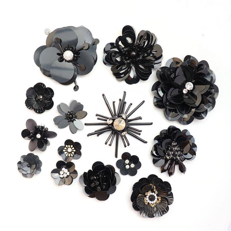 3-10 Stück Handmade Nagel Schwarz Blume Pailletten Perlen Tuch Strasssteine Accessoires Lochfüllung Dekoration Diy Applikationen Flicken 3-10 Stück Handmade Nagel Schwarz Blume Pailletten Perlen Tuch Strasssteine Accessoires Lochfüllung Dekoration Diy Applikationen Flicken von lacetrimwholesalers
