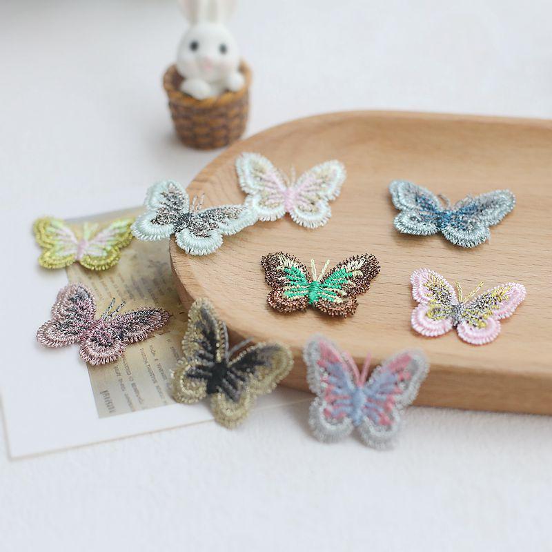 40 Stück 2, 5 X 3 cm Breite Shinny Gold Blau Rosa Schmetterling Stickerei Kragen Dessous Kleid Kleidung Spitze Applikationen Flicken Aufkleber von lacetrimwholesalers