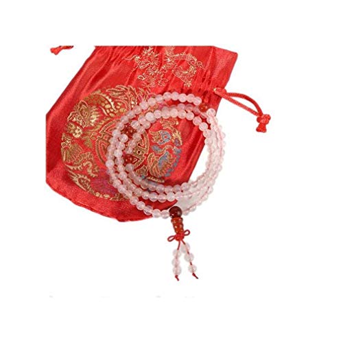 lachineuse – Buddhistische Mala – Armband-Halskette – 108 feine Perlen – Rosenquarz – Ø 55 cm – Buddha-Traditionen – Gratis Satinbeutel – Geschenkidee zum Geburtstag, zu Weihnachten von lachineuse