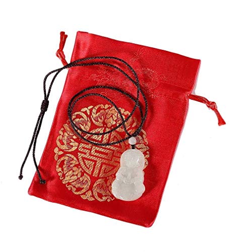 lachineuse - Halskette der Göttin GuanYin - Jadeschmuck - Asiatische Gottheit - Jade & Baumwolle - Verstellbare Kordel - Gratis Satinbeutel - Dekorative Geschenkidee Zen-Objekt Schmuck von lachineuse