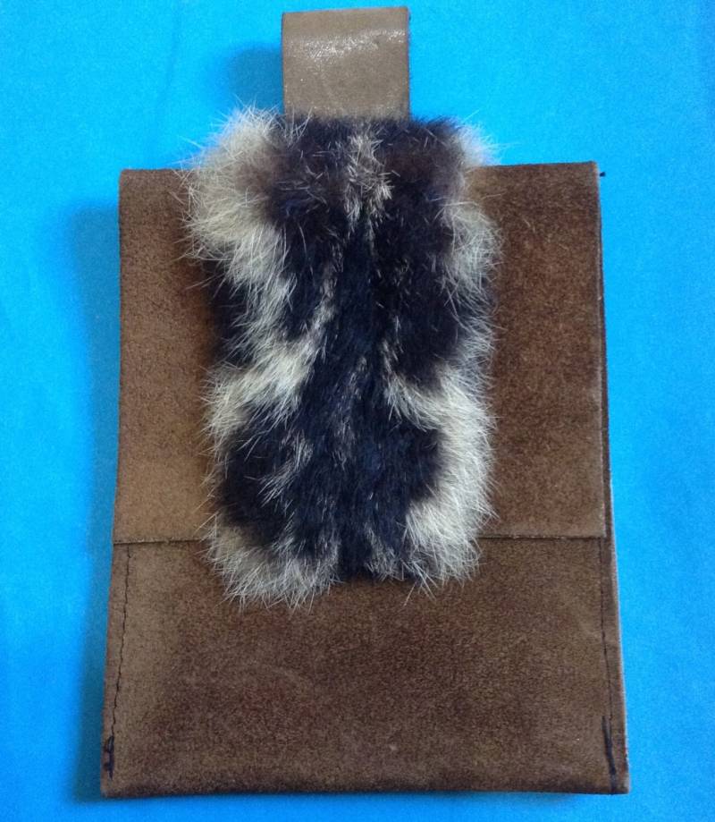 French 1960S Kleine Hippie Chic Gürteltasche - Leder & Hasenfell Handmade in France Neu von ladouchka