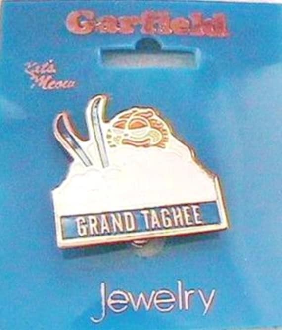 Garfield 1970S Vintage Souvenir Pin Brosche - Ski Thema Grand Taghee Wyoming Datiert 1978 Einzigartige Neue/Alte Lagerware Unbenutzte von ladouchka