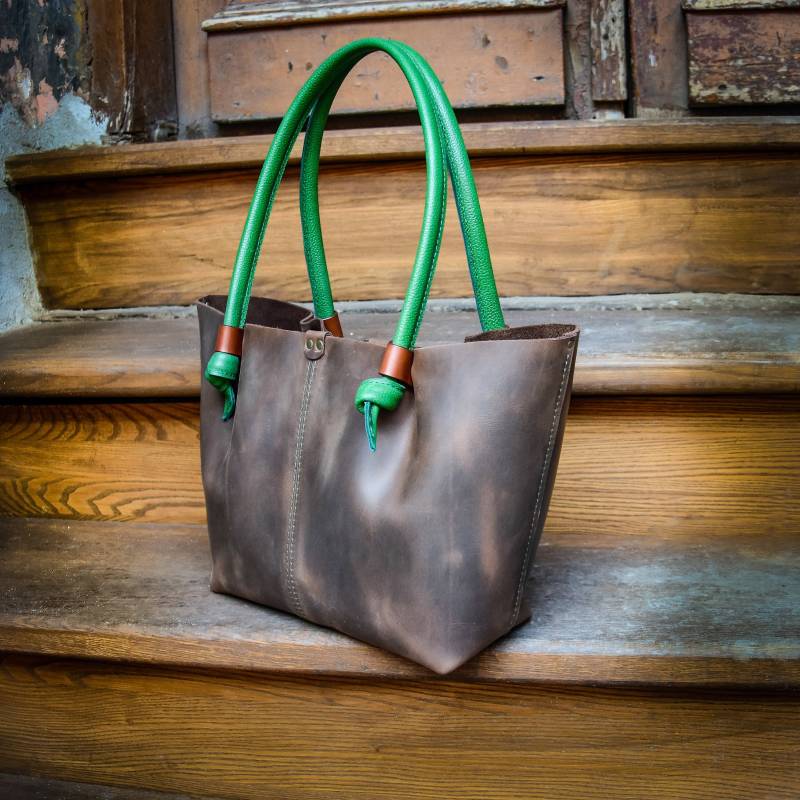Leder Tote Handgemacht Original Geldbörse Alltagstasche Naturleder von ladybuq