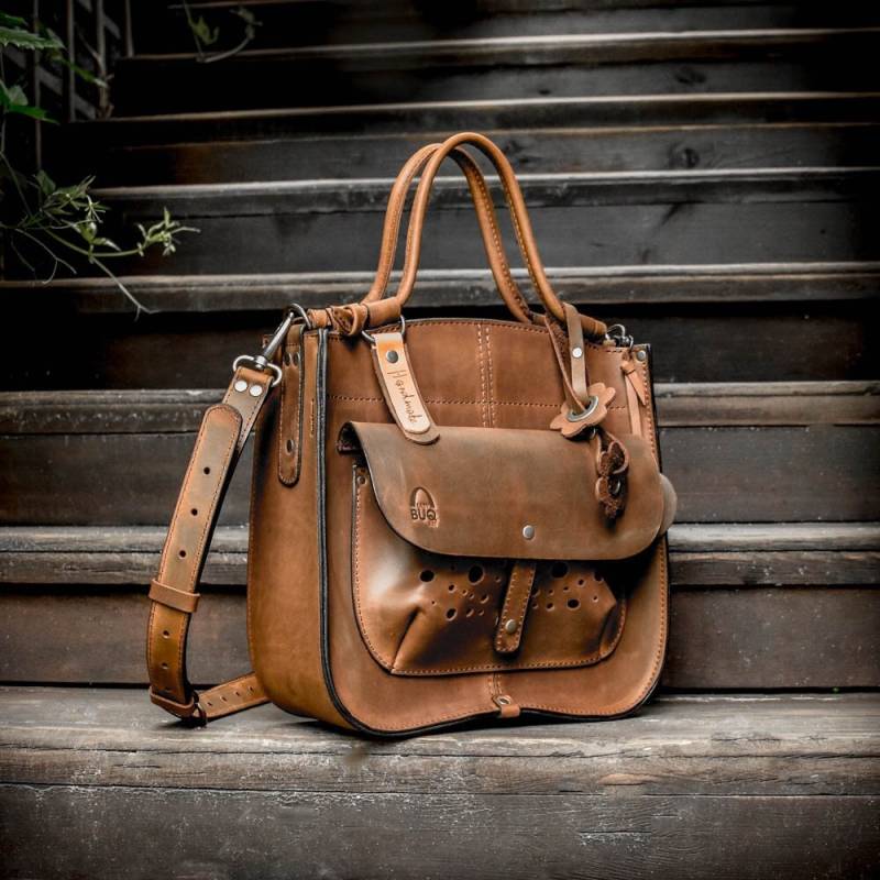 Vollnarbenleder Rucksack Tote Vintage Braune Handtasche von ladybuq