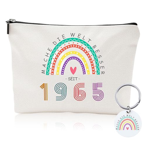 lafo 60 Geburtstag Frau Geschenk, Makeup Tasche mit Schlüsselanhänger Geschenk, 60.TER Geburtstag Frau, Geschenke zum 60 Geburtstag für Frauen, wasserdichte Kosmetiktasche Personalisiert (1965) von lafo