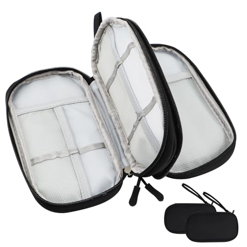 lafo 2er Pack Kabeltasche,Schwarzer Tragbarer Kabelorganisator,Travelling Small Electronic Accessory Organizer für Ladekabel, Powerbank, USB-SD-Karte, Ladekabel, Elektronik von lafo