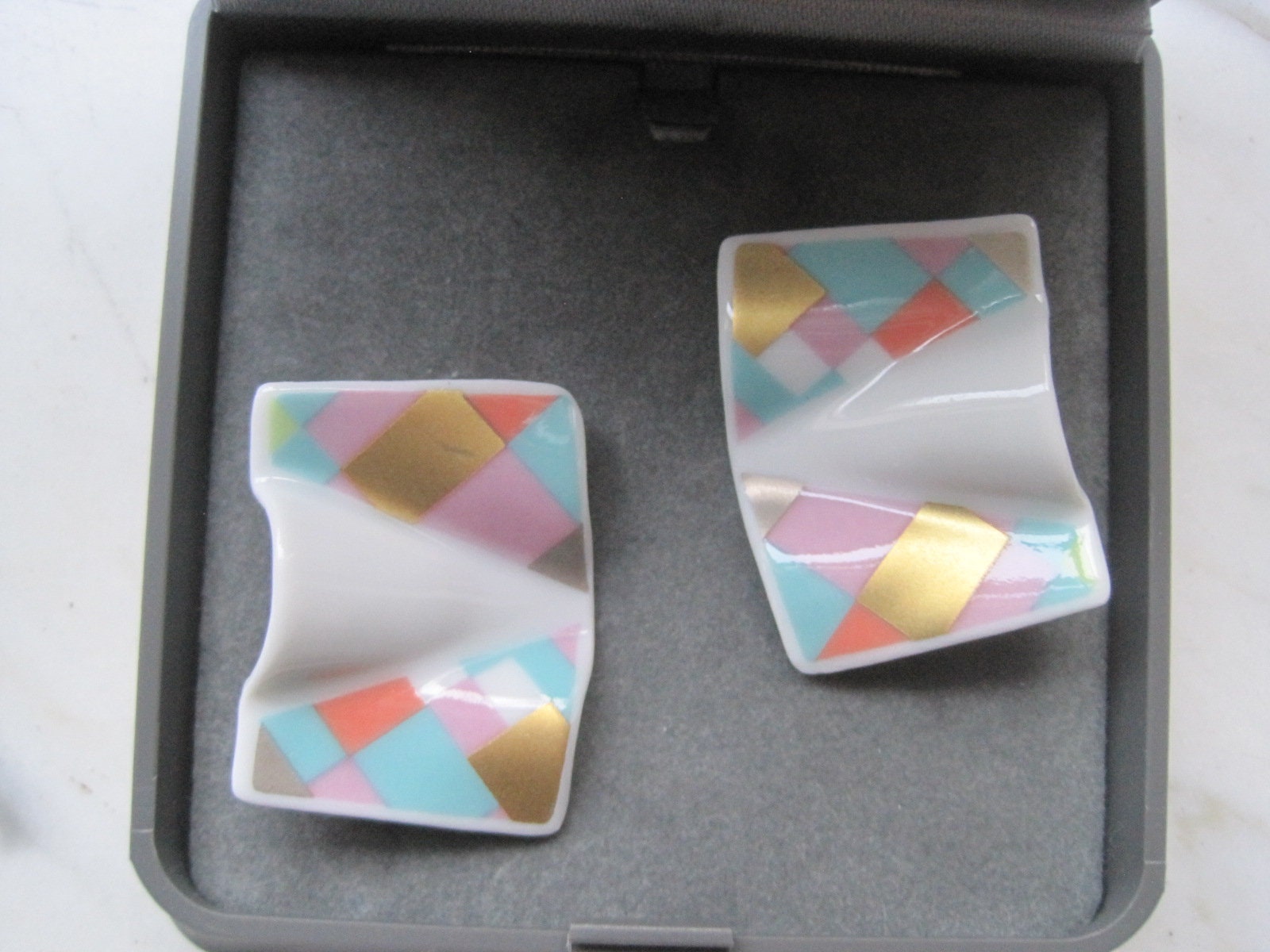 Keramik Ohrclips Rosenthal Vintage von lajunavintage