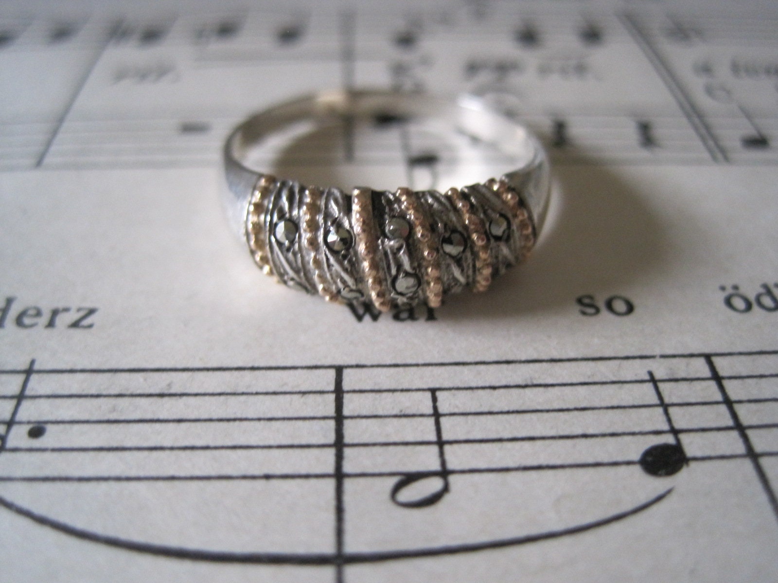 Silberring, 925 , Mit Makasiten von lajunavintage