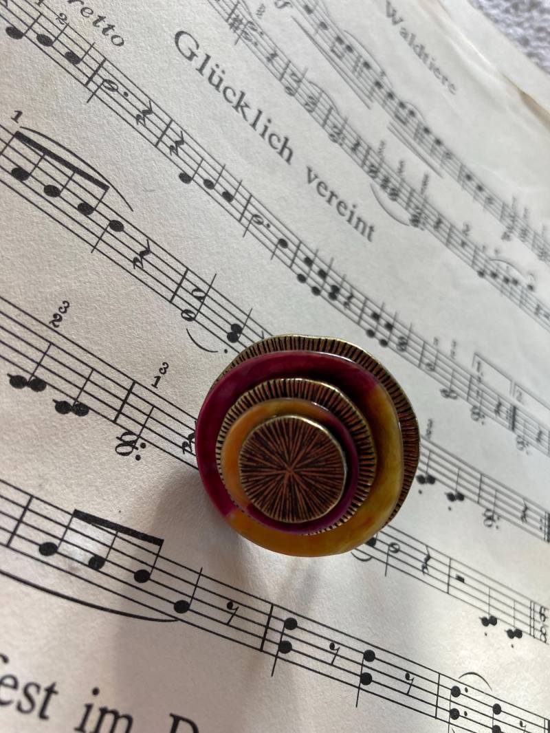 statement Ring, Messingscheiben Geschichtet, 70Erjahre Frankreich von lajunavintage