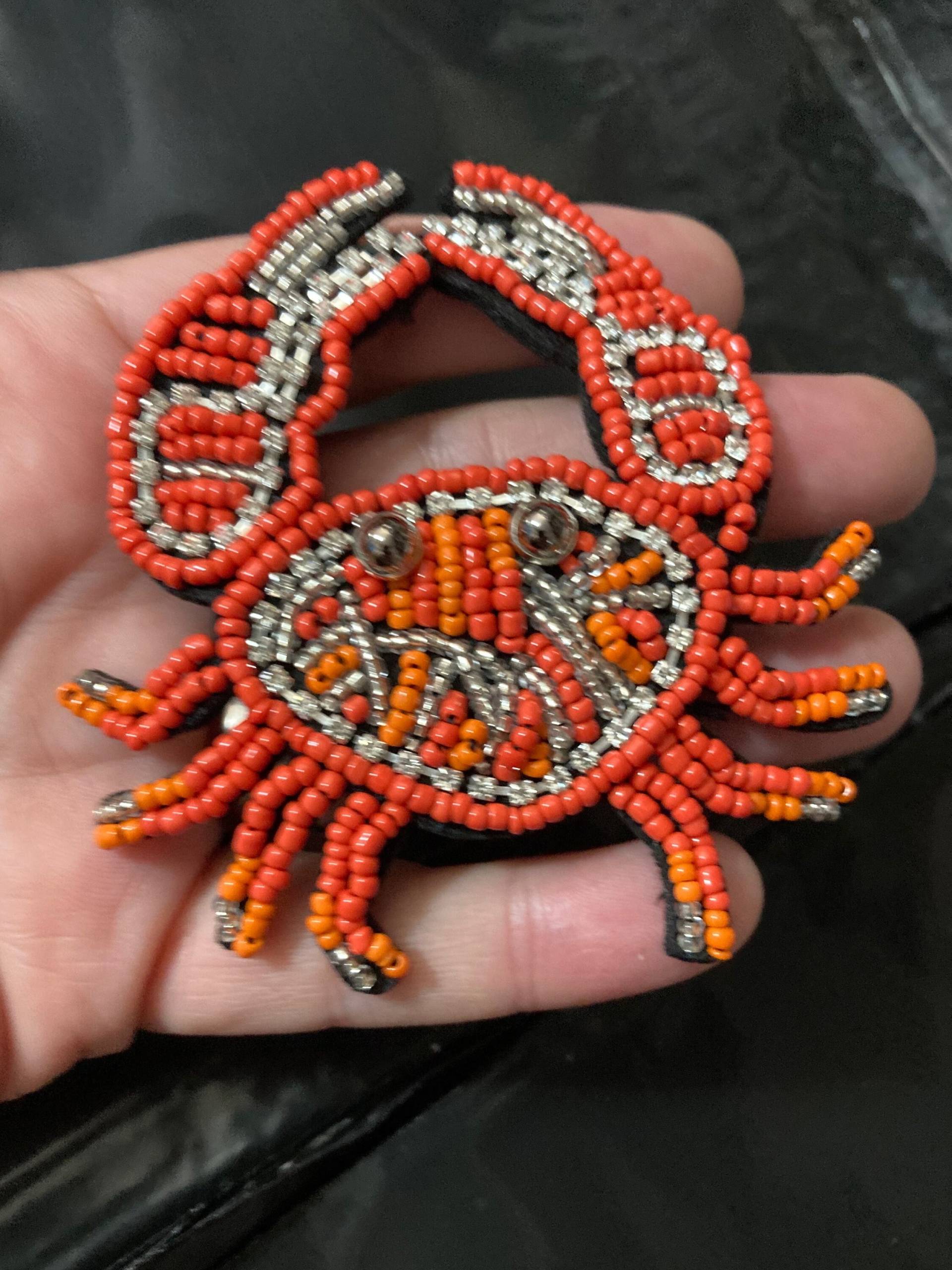 Großer Aufnäher Mit Strasssteinen 9cm X 8cm Orange Rocailles Spitzen Und Applikation von lalaVintageJewellery