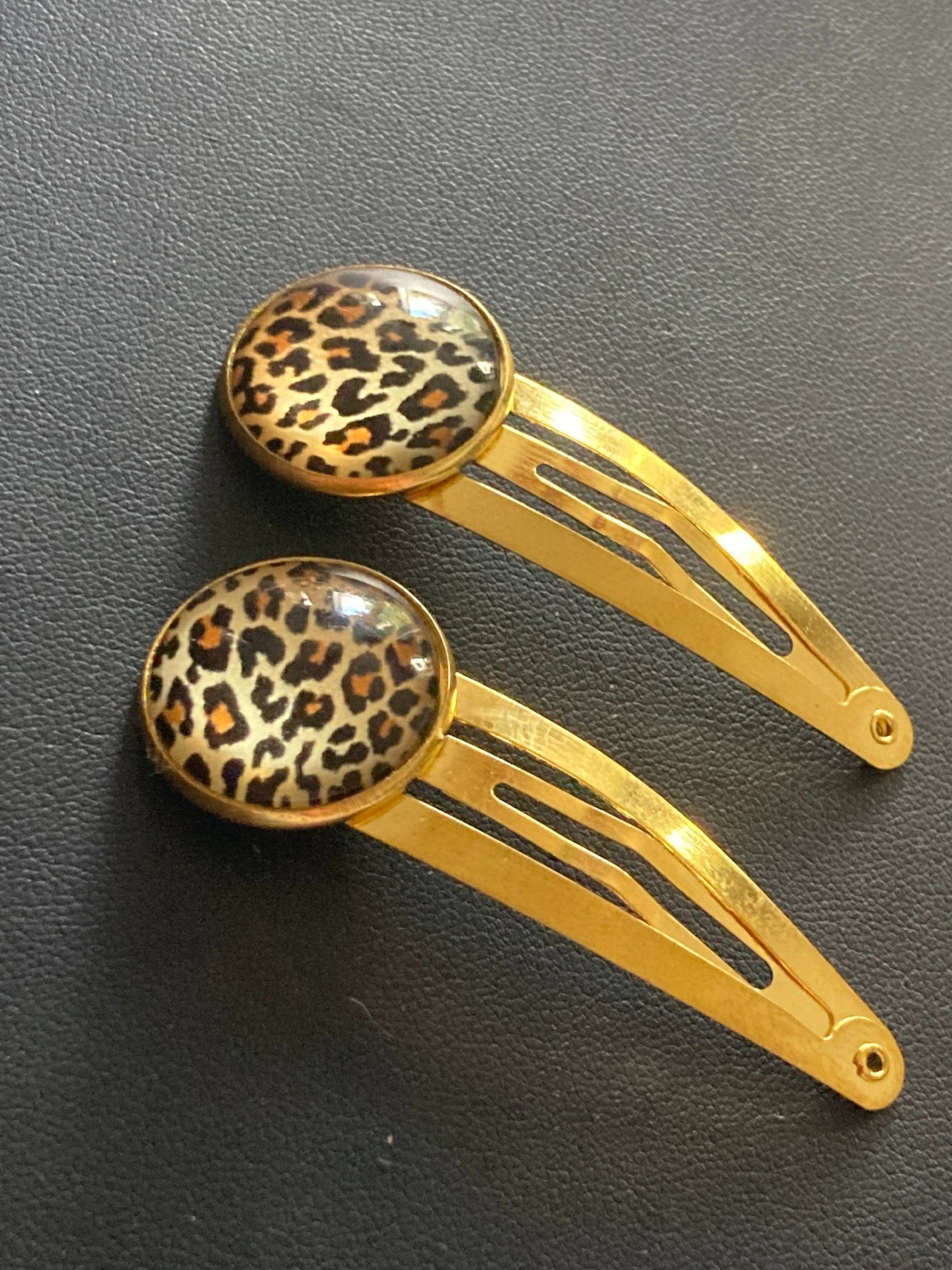 Haarspangen 2x Leopardenmuster Goldfarben von lalaVintageJewellery