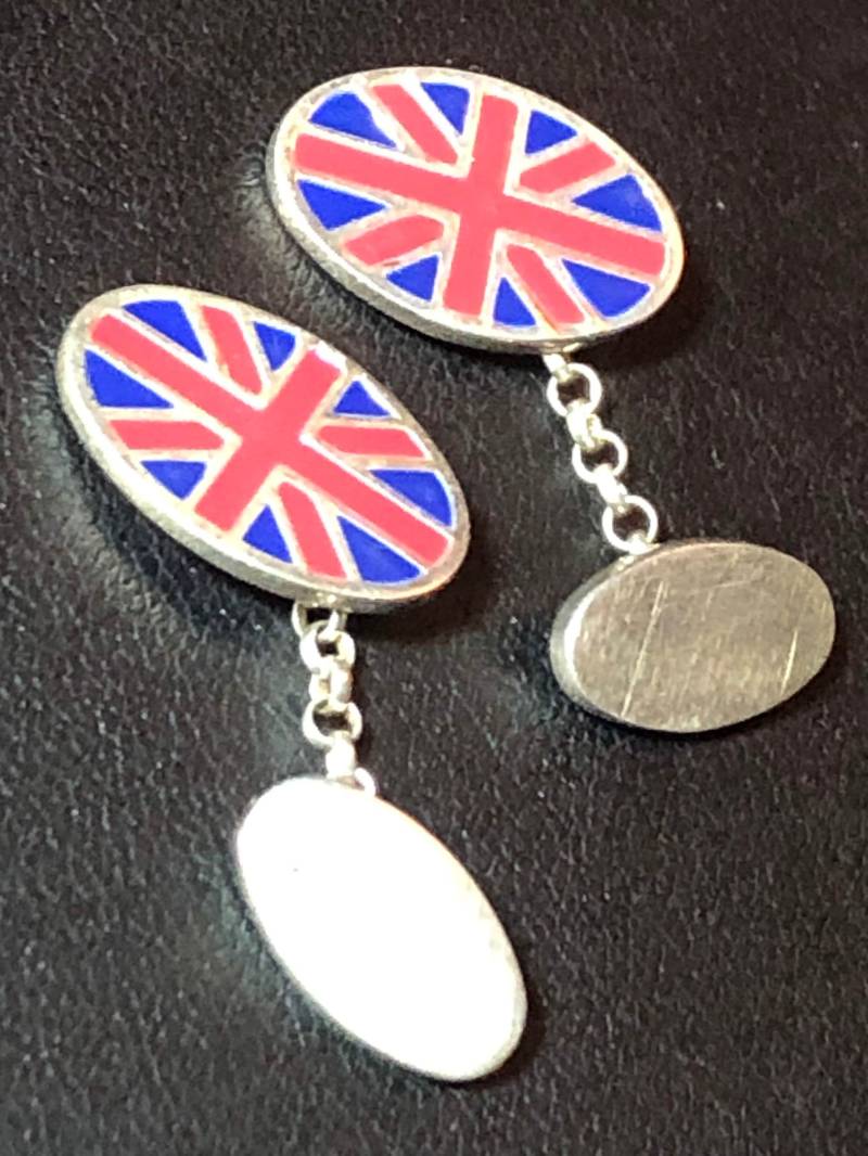 Vintage Union Jack Manschettenknöpfe Aus Sterlingsilber Emaille England Britain von lalaVintageJewellery