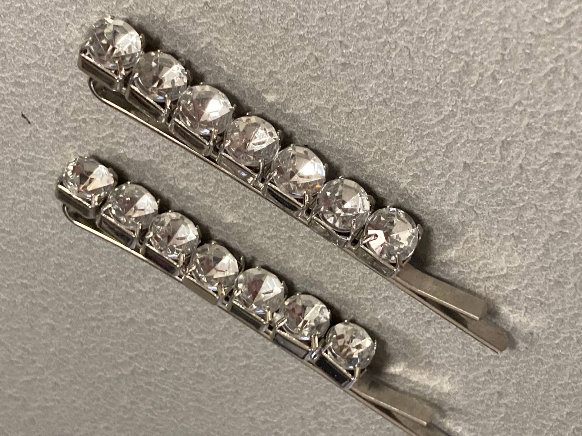 Zwei Diamante Silber Ton Strass Diamant Haarspangen Braut von lalaVintageJewellery