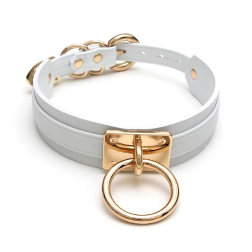 lalatia O Ring Choker Halsband Kunstleder Halskette für Frauen (Weiß Gold) von lalatia