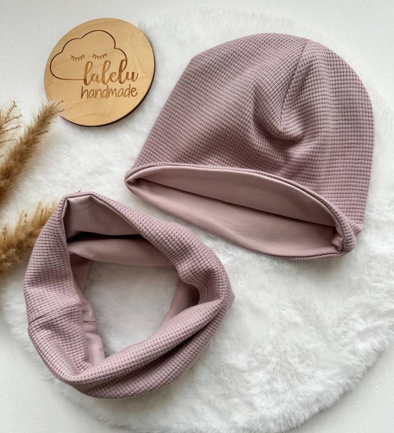 Mütze/Loop Pique Set Mädchen Baby Glitzer Ku 39-42cm Sale von laleluHandmadeDE