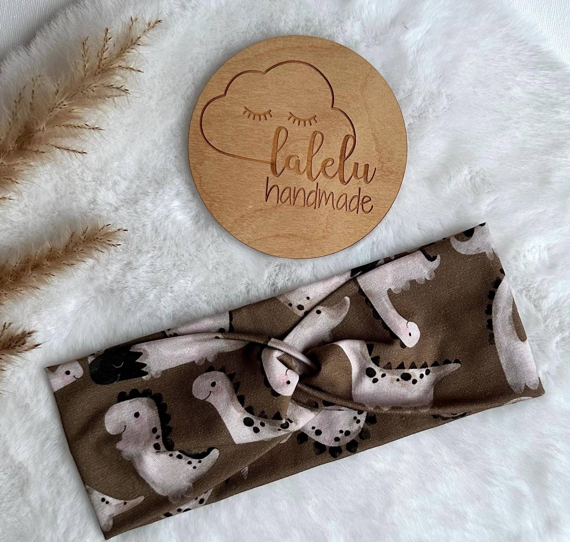 Winter Haarband Stirnband Bandeau Mädchen Dino Rosa Ku 47 - 49 cm Sale von laleluHandmadeDE