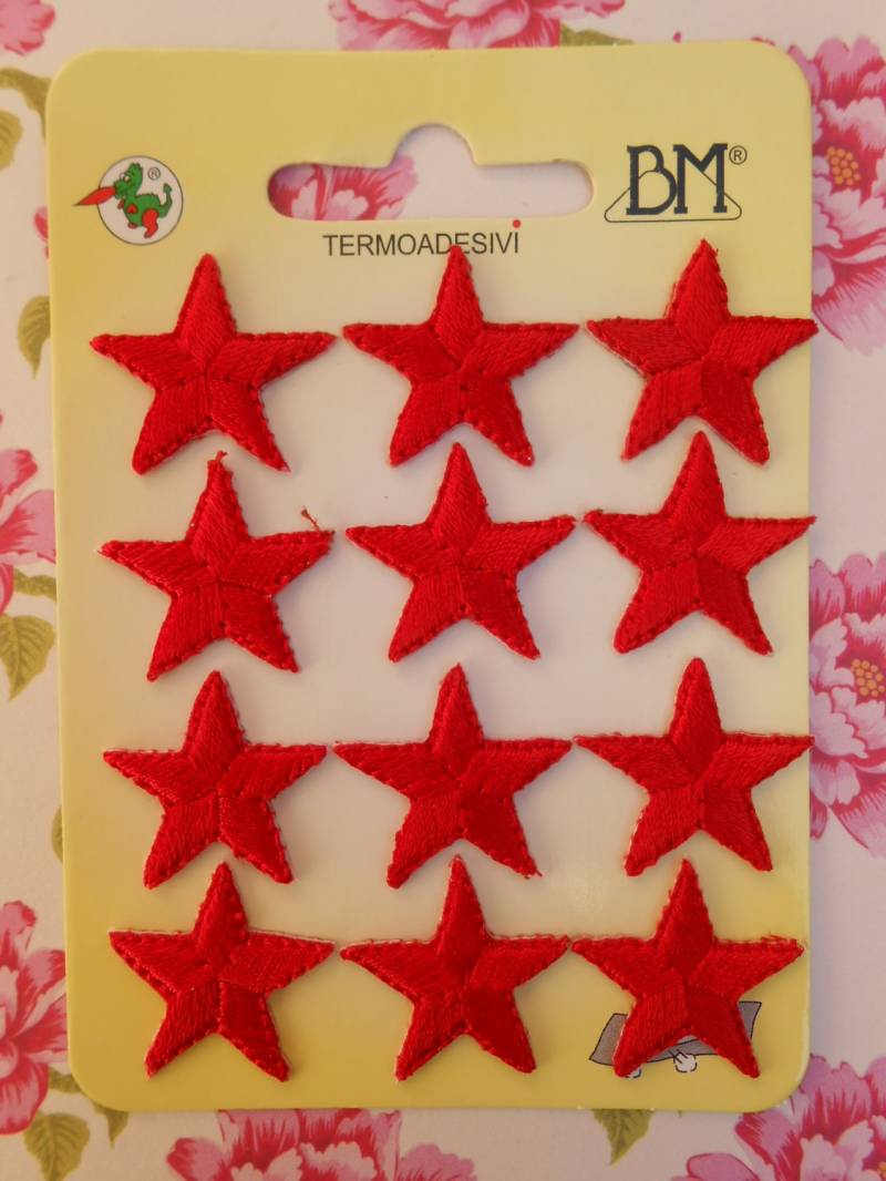 Eisen Auf Roten Sternen Bestickte Patches 12St von lallehandmade