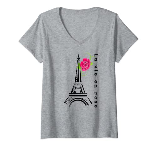 Damen la vie en rose T-Shirt mit V-Ausschnitt Damen la vie en rose T-Shirt mit V-Ausschnitt von lalo's t-shirts