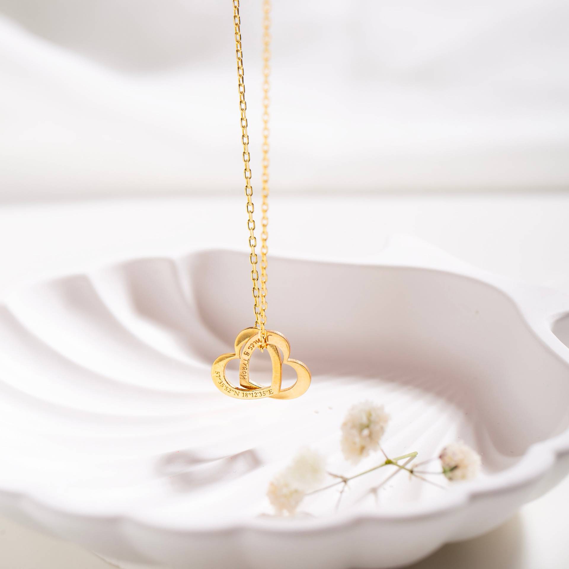 Personalisierte Verbundene Herz Halskette Sterling Silber Familien Geschenk Personalisierte Verbundene Herz Halskette Sterling Silber Familien Geschenk von lalynjewelry