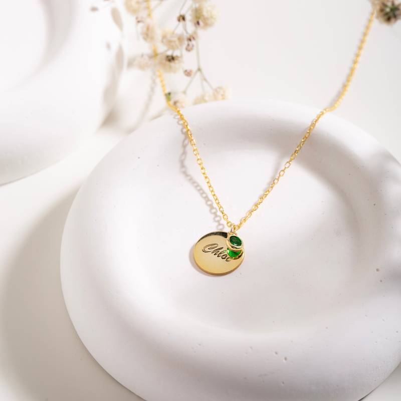 Personalisierte Sterling Silber Name & Birthstone Halskette von lalynjewelry