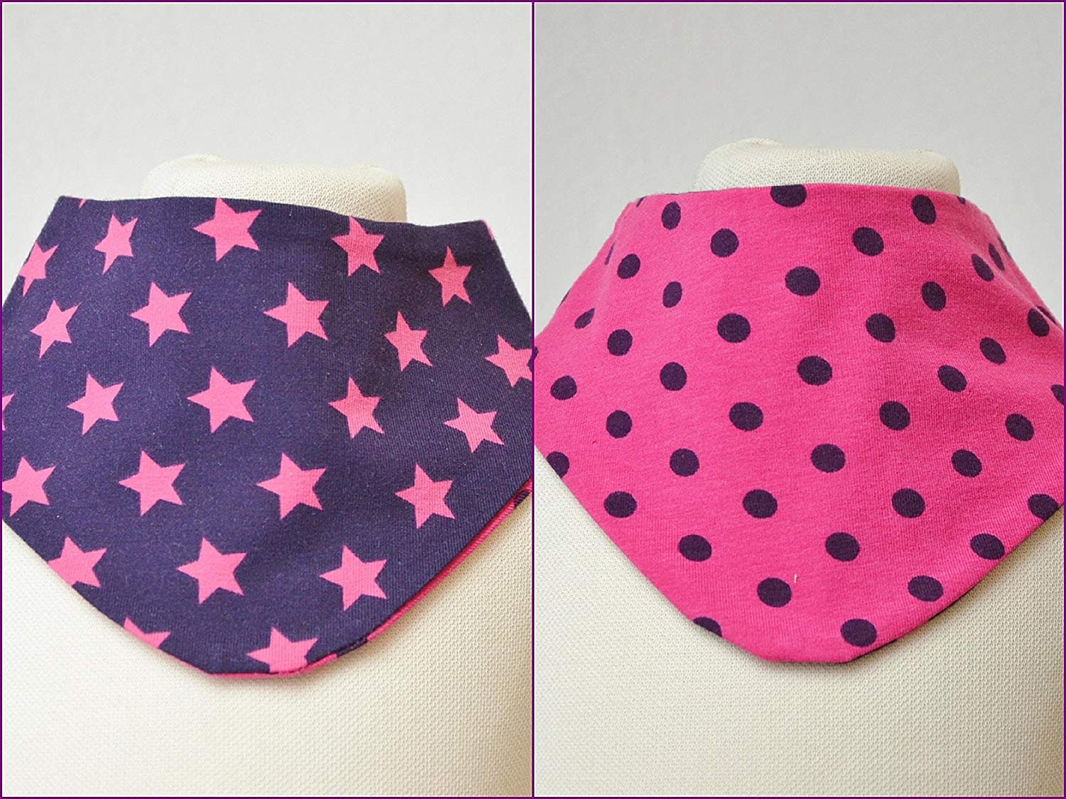 Baby Wendelätzchen Halstuch Regenbogen Mädchen 0-3 Lila Sternr Punkte Rosa Pink Sabberlätzchen von lamaika