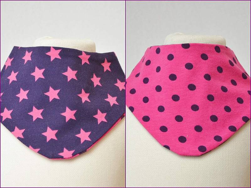 Baby Wendelätzchen Halstuch Regenbogen Mädchen 0-3 Lila Sternr Punkte Rosa Pink Sabberlätzchen von lamaika