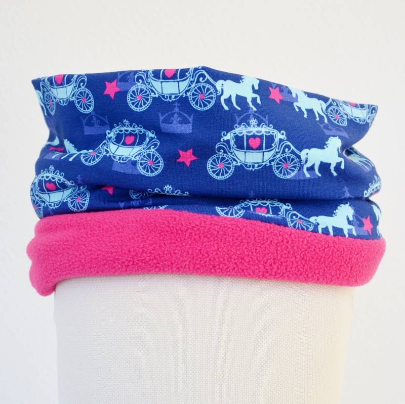 Fleece Loop Schal | Pferdekutsche Pferde Lila Pink Mädchen Kinder Für 2 - 3 4 5 6 Jahre Halstuch Warm Gefüttert von lamaika