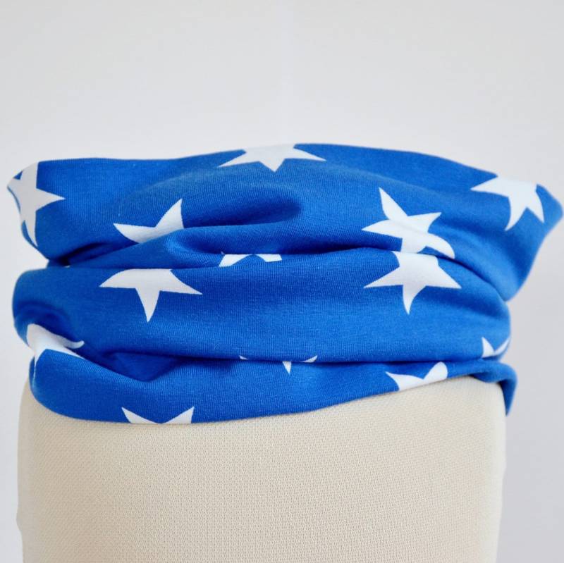 Loop Schal | Große Sterne Royalblau Weiß Kinder Und Erwachsene Junge Mädchen Unisex Herren Damen Halssocke Halstuch von lamaika