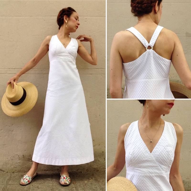 1970Er Jahre Französisch Vtg Weiße Gänseblümchen Ausschnitt Zurück Baumwollkleid von laminuinette